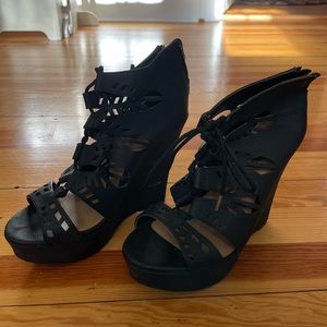 Call It Spring, black summer wedges. Size 7.5 worn only a few times.